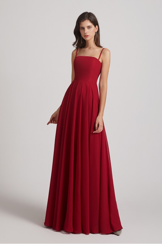 Spaghetti Straps A-Line Chiffon Pleated Bridesmaid Dresses
