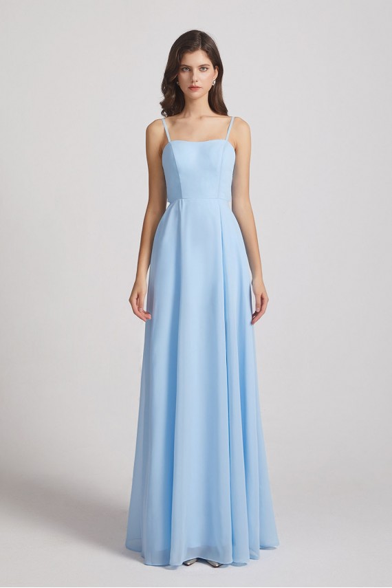 Spaghetti Straps Chiffon Split-side Long Bridesmaid Dresses