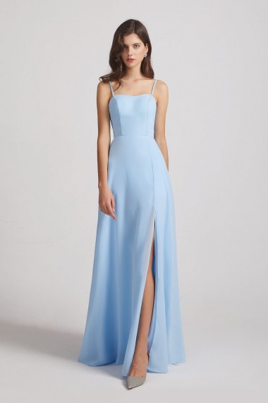 Spaghetti Straps Chiffon Split-side Long Bridesmaid Dresses