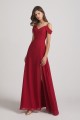 Chiffon Cold Shoulder V-Neck Bridesmaid Dresses with Slit