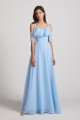 Flowy Chiffon Long Bohemian Cold Shoulder Bridesmaid Dresses
