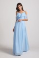 Flowy Chiffon Long Bohemian Cold Shoulder Bridesmaid Dresses