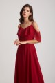Cold Shoulder Chiffon Long Flowy Bridesmaid Dresses