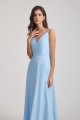 Ruched V-Neck Spaghetti Straps Sleeveless Blue Bridesmaid Dresses