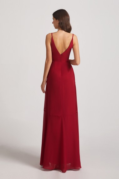 Spaghetti Straps Asymmetrical Frilled Wrap Bridesmaid Dresses