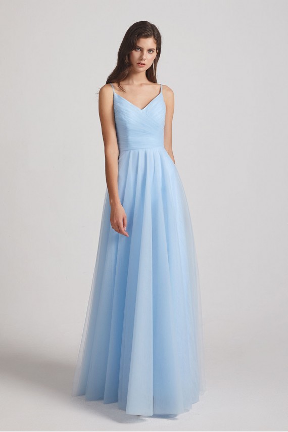 Floor Length Tulle Formal Dresses with Spaghetti Straps