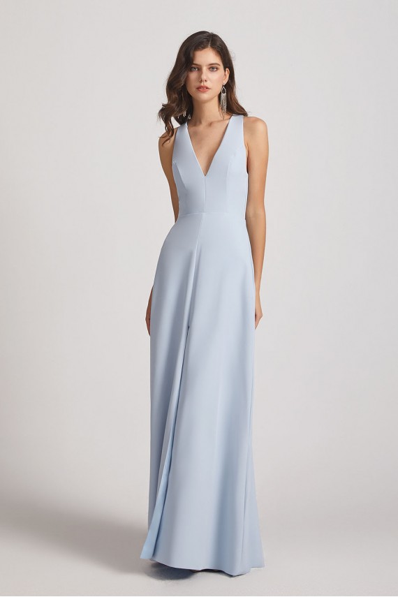 V-Neck Keyhole A-Line Bridesmaid Dresses with Front Slit