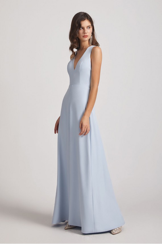 V-Neck Keyhole A-Line Bridesmaid Dresses with Front Slit