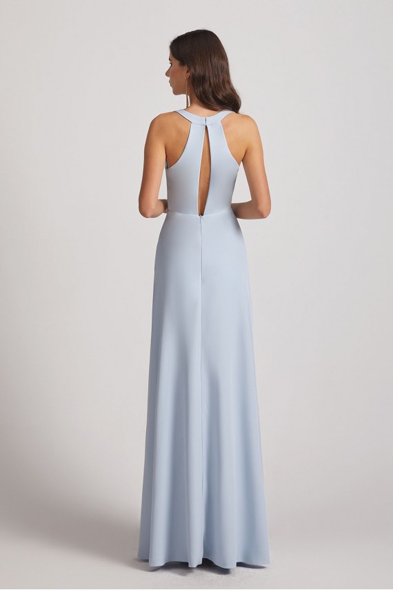 V-Neck Keyhole A-Line Bridesmaid Dresses with Front Slit