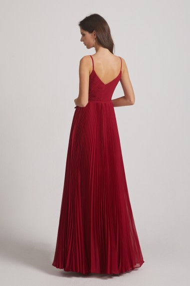Spaghetti Straps V-Neck Ruched Chiffon Bridesmaid Dresses