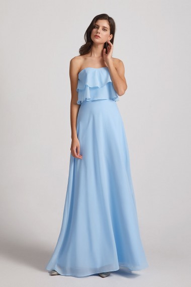 Strapless Long Chiffon Boho Bridesmaid Dresses