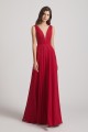 Wide Straps Double V-Neck Crinkle Chiffon Bridesmaid Dresses