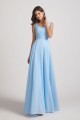 V-Neck Sleeveless Pleated Chiffon Bridesmaid Dresses with Back Tie