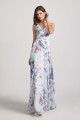 Blue Flower Print Bridesmaid Dresses