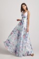 Blue Flower Print Bridesmaid Dresses