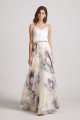 Spaghetti Straps Satin Top Floral Maxi Dresses