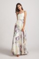 V-Neck Spaghetti Straps Floral Bridesmaid Dresses