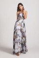 Strapless Cross-Ruched Bodice Patterned Floral Bridesmaid Dresses