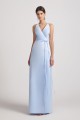 V-Neck Tie-Waist Faux Wrap Bridesmaid Dresses with Open Back