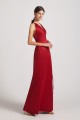 V-Neck Tie-Waist Open Back Long Satin Sleeveless Bridesmaid Dresses