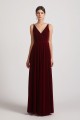 Spaghetti Straps Velvet Faux Wrap Bridesmaid Dresses with Waist Tie