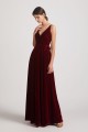 Spaghetti Straps Velvet Faux Wrap Bridesmaid Dresses with Waist Tie