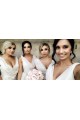 Sexy Long Chiffon Champagne Bridesmaid Dresses with High Slit and Front Ruffles