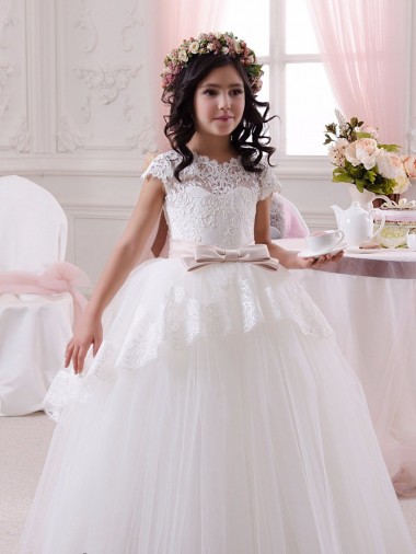 Ivory Ball Gown Sweetheart Floor Length Sleeveless Flower Girl Dress